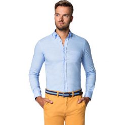 Koszula Blękitna Effie. Niebieskie koszule męskie marki LANCERTO, na lato, m, z bawełny, button down, z krótkim rękawem. Za 299,90 zł.