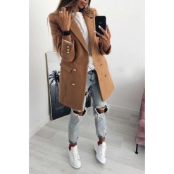 Płaszcz damski DIBSI BROWN. Pomarańczowe kurtki damskie Płaszcz damski DIBSI BROWN, s, bez wzorów, eleganckie, bez kaptura. W wyprzedaży za 199,00 zł.