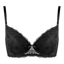 Biustonosz push-up "Emma" w kolorze czarnym. Czarne biustonosze Kinga, w koronkowe wzory, z koronki. W wyprzedaży za 74,95 zł.