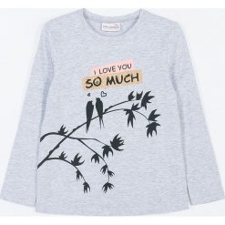 Coccodrillo - Longsleeve dziecięcy 104-158 cm. Szare bluzki dziewczęce COCCODRILLO, z nadrukiem, z dzianiny, z okrągłym kołnierzem, z długim rękawem, długie, bez kaptura. Za 39,90 zł.