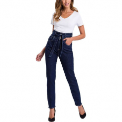 Dżinsy "Joy" - Regular fit - w kolorze granatowym. Niebieskie rurki damskie marki Cross Jeans, z aplikacjami, z tkaniny. W wyprzedaży za 127,95 zł.