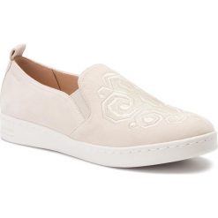 Tenisówki GEOX - D Jaysen B D921BB 00021 C5002 Cream. Brązowe półbuty damskie Geox, bez wzorów, ze skóry, bez obcasa, na płaskiej podeszwie, bez zapięcia. W wyprzedaży za 219,00 zł.