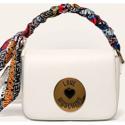 Love Moschino - Torebka. Białe listonoszki damskie Love Moschino, w paski, ze skóry ekologicznej, na ramię, małe, bez dodatków. Za 679,90 zł.