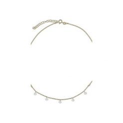 Naszyjniki damskie: Srebrny pozłacany naszyjnik choker z cyrkoniami