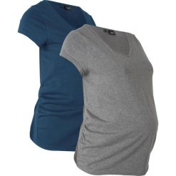 Shirt ciążowy basic (2 szt.) bonprix ciemnoniebieski + szary melanż. Niebieskie bluzki ciążowe bonprix, bez wzorów, z dekoltem w serek, bez rękawów. Za 75,98 zł.