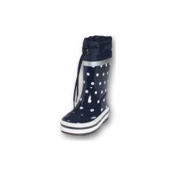 Playshoes Kalosze z mankietem kolor marine w białe kropki - niebieski. Niebieskie buciki niemowlęce marki Playshoes, z bawełny. Za 69,00 zł.