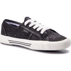 Tenisówki PEPE JEANS - Aberlady Stars PLS30817 Black 999. Czarne półbuty damskie Pepe Jeans, na co dzień, z aplikacjami, z jeansu, bez obcasa, na płaskiej podeszwie, bez zapięcia. W wyprzedaży za 159,00 zł.