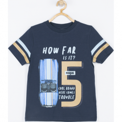 Koszulka. Niebieskie t-shirty chłopięce AWESOME, w paski, z elastanu, z krótkim rękawem. Za 39,90 zł.