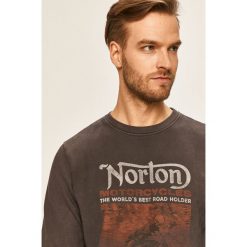 Norton - Bluza. Szare bluzy męskie Norton, s, z nadrukiem, z bawełny, z okrągłym kołnierzem, bez rękawów, bez kaptura. W wyprzedaży za 269,90 zł.
