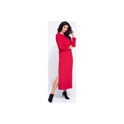 Długa sukienka bawełniana z zamkiem. Czerwone sukienki damskie dzianinowe marki Bien fashion, m, melanż, z okrągłym kołnierzem, z długim rękawem, długie, maxi. Za 179,00 zł.