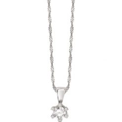 Białe Złoto Wisiorek - złoto białe 585, Brylant 0,15ct. Białe łańcuszki męskie marki W.KRUK, złote. Za 1890,00 zł.