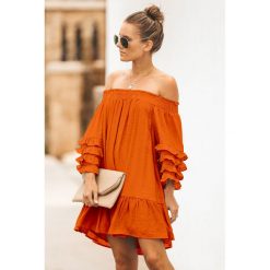 Sukienka LULAR ORANGE. Pomarańczowe sukienki damskie Sukienka LULAR ORANGE, na co dzień, s, bez wzorów, bez kołnierzyka, bez rękawów. W wyprzedaży za 69,00 zł.