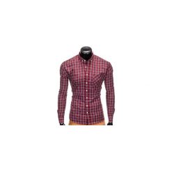 KOSZULA MĘSKA W KRATĘ Z DŁUGIM RĘKAWEM K394 - BORDOWA. Czerwone koszule męskie na spinki marki Ombre Clothing, m, z długim rękawem. Za 69,00 zł.