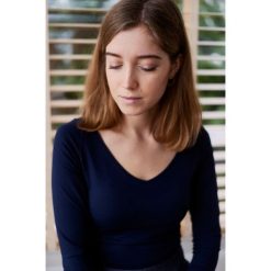 Bluzka Inzolia Atramenta XXS niebieski. Niebieskie bluzki damskie Marie Zélie, s, w paski, z elastanu, bez kołnierzyka, z długim rękawem. Za 127,00 zł.