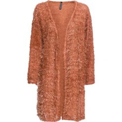 Sweter bez zapięcia bonprix pomarańczowy. Pomarańczowe swetry damskie bonprix, bez wzorów, bez rękawów, bez kaptura. Za 64,99 zł.