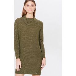 Swetrowa sukienka z domieszką wełny - Khaki. Brązowe sukienki damskie Mohito, s, z wełny. W wyprzedaży za 39,99 zł.
