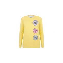 SWEATSHIRT - FLOWERS IN MY HEART - OVERSIZE. Żółte bluzy damskie Kingsize, na lato, s, z nadrukiem, z bawełny, bez rękawów, bez kaptura. Za 79,50 zł.
