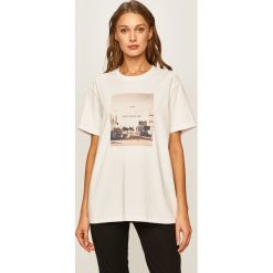 Silvian Heach - T-shirt. Białe bluzki damskie Silvian Heach, s, z nadrukiem, z bawełny, z okrągłym kołnierzem. Za 199,90 zł.