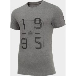 T-shirt męski TSM073 - średni szary melanż. Szare t-shirty męskie 4f, m, bez wzorów, bez kołnierzyka. W wyprzedaży za 49,99 zł.