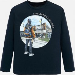 Mayoral - Longsleeve dziecięcy 128-172 cm. Niebieskie t-shirty chłopięce Mayoral, z nadrukiem, z bawełny, z długim rękawem. Za 78,90 zł.