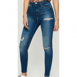 Jeansy skinny z bardzo wysokim stanem - Granatowy. Niebieskie spodnie z wysokim stanem Sinsay, z jeansu. Za 89,99 zł.