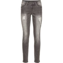 Dżinsy Skinny z zamkami bonprix szary denim. Szare jeansy damskie bonprix, z denimu. Za 99,99 zł.