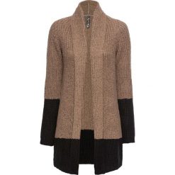 Sweter bez zapięcia "color-blocking" bonprix beżowo-czarny. Brązowe swetry damskie marki bonprix, bez wzorów, bez rękawów, bez kaptura. Za 119,99 zł.