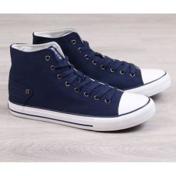 Trampki męskie wysokie granatowe Big Star DD174252 - granatowy. Niebieskie trampki męskie BIG STAR, bez wzorów, retro, bez zapięcia. Za 99,99 zł.