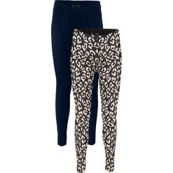 Legginsy ze stretchem (2 pary w opak.) bonprix czarny + latte macchiato z nadrukiem + czarny. Czarne legginsy damskie bonprix, z nadrukiem, z gumy. Za 75,98 zł.