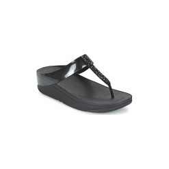 Japonki FitFlop FINO TOE-POST. Czarne klapki damskie marki FitFlop, bez wzorów, bez obcasa. Za 335,20 zł.