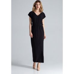 Sukienka maxi na lato czarna - l. Czarne sukienki damskie e-margeritka.pl, na lato, l, bez wzorów, z elastanu, eleganckie, z długim rękawem, długie, bez kaptura. Za 209,99 zł.