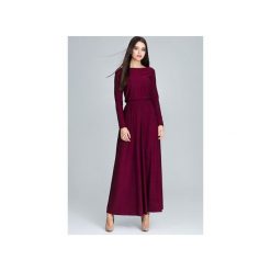 Sukienka M604 Bordo. Czerwone sukienki damskie FIGL, na co dzień, xl, bez wzorów, eleganckie, bez kołnierzyka, z długim rękawem, długie, maxi. Za 176,00 zł.