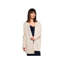 BK027 Kardigan typu oversize. Różowe swetry damskie BE, bez wzorów, bez rękawów, bez kaptura. Za 155,00 zł.