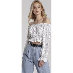 Biała Bluzka Marythoe. Białe bluzki damskie Renee, s, w grochy, z falbankami, z długim rękawem. Za 79,99 zł.