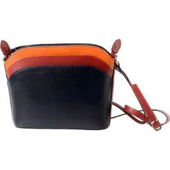 Torebki klasyczne damskie: Skórzana torebka w kolorze granatowo-pomarańczowym – 27 x 20 x 8 cm