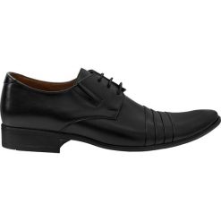 Półbuty BUCN000750. Czarne buty wizytowe męskie Giacomo Conti, na ślub cywilny, bez wzorów, ze skóry, eleganckie, bez zapięcia. Za 299,00 zł.