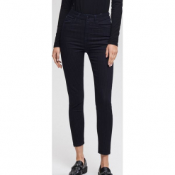 Prążkowane jeansy z wysokim stanem slim fit - Granatowy. Niebieskie spodnie z wysokim stanem Reserved, z jeansu. Za 119,99 zł.