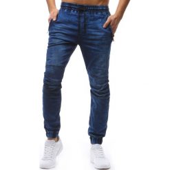 Spodnie męskie: Joggery męskie denim look niebieskie (ux1237)