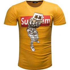 Koszulka męska t-shirt żółty Recea. Żółte koszulki męskie Recea, xl, z nadrukiem, z bawełny, bez kołnierzyka. Za 24,00 zł.