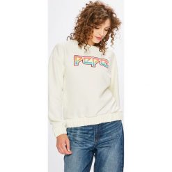Pepe Jeans - Bluza Lisa. Białe bluzy damskie marki Pepe Jeans, s, z nadrukiem, z elastanu, bez rękawów, bez kaptura. W wyprzedaży za 179,90 zł.