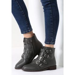 Buty zimowe damskie: Szare Botki Four Strap