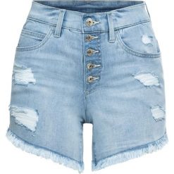 Krótkie spodenki dżinsowe "hotpants" bonprix niebieski "bleached”. Niebieskie jeansy damskie bonprix, z jeansu. Za 89,99 zł.