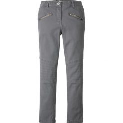 Rurki dziewczęce: Spodnie Skinny z elementami w stylu biker bonprix dymny szary