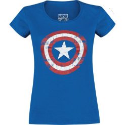 Captain America Cracked Shield Koszulka damska niebieski. Niebieskie koszulki damskie marki Captain America, l, z motywem z bajki, bez kołnierzyka, bez rękawów. Za 74,90 zł.