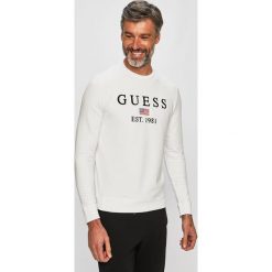 Guess Jeans - Bluza. Białe bluzy męskie Guess Jeans, xl, z nadrukiem, z elastanu, z okrągłym kołnierzem, bez rękawów, bez kaptura. Za 319,90 zł.