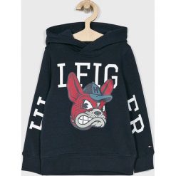 Tommy Hilfiger - Bluza dziecięca 104-176 cm. Niebieskie bluzy chłopięce TOMMY HILFIGER, z nadrukiem, z bawełny, bez rękawów, z kapturem. Za 299,90 zł.