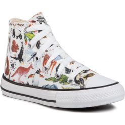 Trampki CONVERSE - Ctas Hi 668461C White/Black/White. Białe półbuty dziewczęce Converse, bez wzorów, z materiału, na sznurówki. Za 219,00 zł.