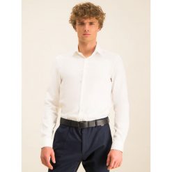 Koszula Calvin Klein Structure Easy Iron K10K104975. Białe koszule męskie Calvin Klein, m, bez wzorów, z bawełny, biznesowe, bez kołnierzyka, bez rękawów. W wyprzedaży za 239,00 zł.