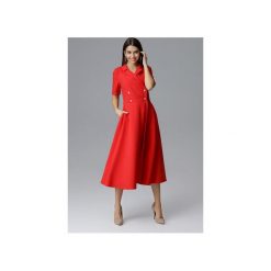 Sukienka632 Czerwony. Czerwone sukienki damskie FIGL, m, bez wzorów, bez kołnierzyka, bez rękawów, rozkloszowane. Za 259,00 zł.