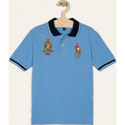 Polo Ralph Lauren - Polo dziecięce 134-176 cm. Niebieskie t-shirty chłopięce Polo Ralph Lauren, z aplikacjami, z bawełny, z krótkim rękawem. Za 319,90 zł.